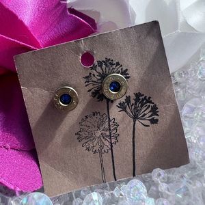 Rich McCoy Handmade Upcycled Brass Bullet Casing Earrings Topaz Jeweled 💗